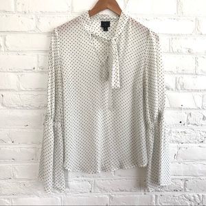 White Blouse w/ Black Polka Dots | Size Medium